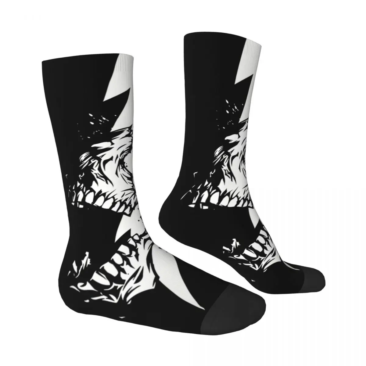 Lightning Strikes Skull Ghost Specter Spirit Socks Male Mens Women Winter Stockings Printed