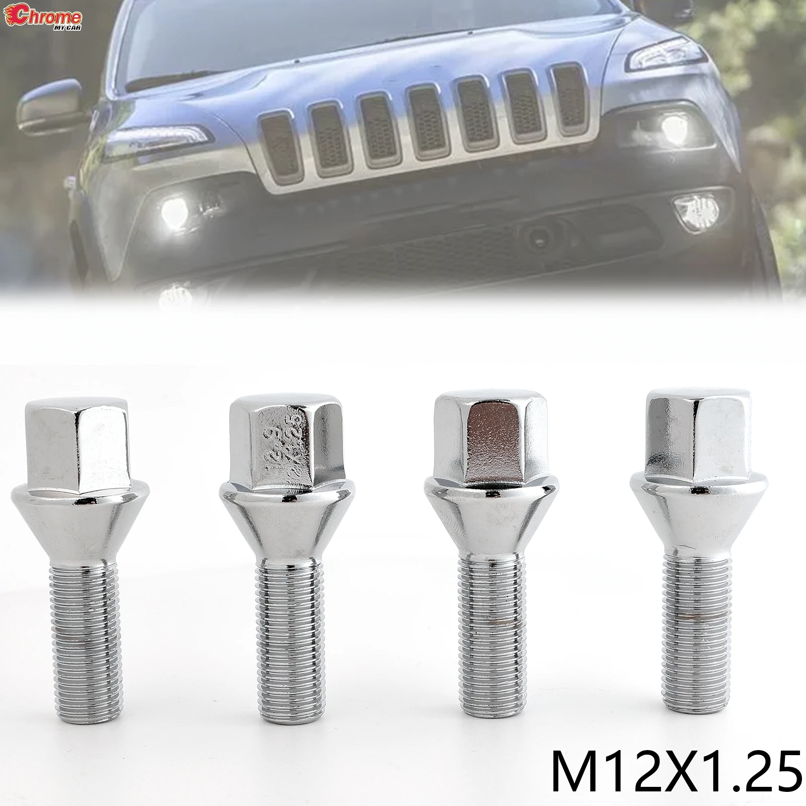 4Pcs Car M12× 1.25 Wheel Studs Lug Bolts Silver 28mm Truck Parts Tool For Jeep Renegade Cherokee Compass Chrysler 200 Dodge Dart