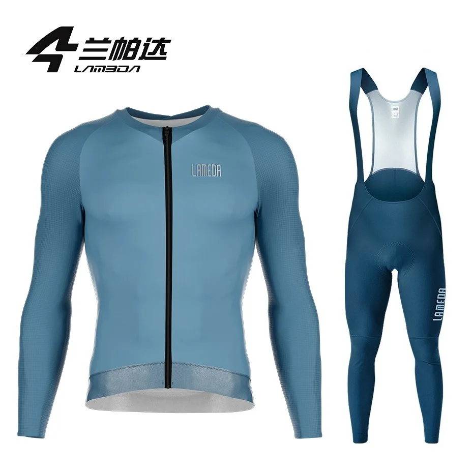 Lambda Men Cycling Suits 2023 Cycling Bibs Man Mtb Breathable Gel Pad Cycling Skin Suit Men Long With Pockets Bike Clothing