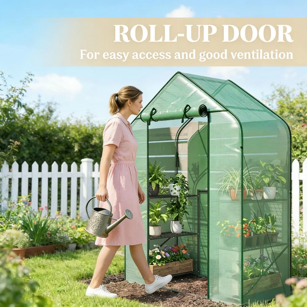 

Садовая грядка с мини-теплицей - 6 просторных полок для вертикального выращивания растений в небольших пространствах