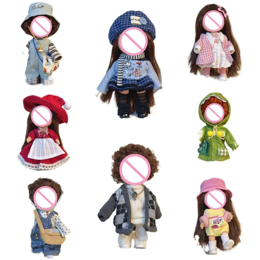 Doll's Clothes Suitable for 14cm Mini Potato Doll Dress Up Set Skirt Pants(Only Clothes,no Doll)