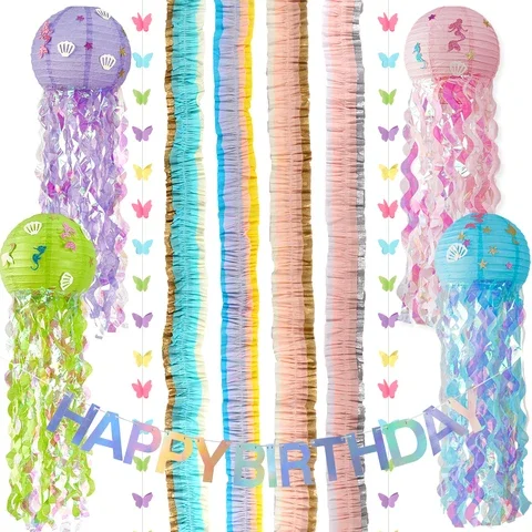 

Sea Under Baby Kids Decor Party Birthday Wedding Mermaid Little Tableware Disposable Shell Colorful Party Mermaid