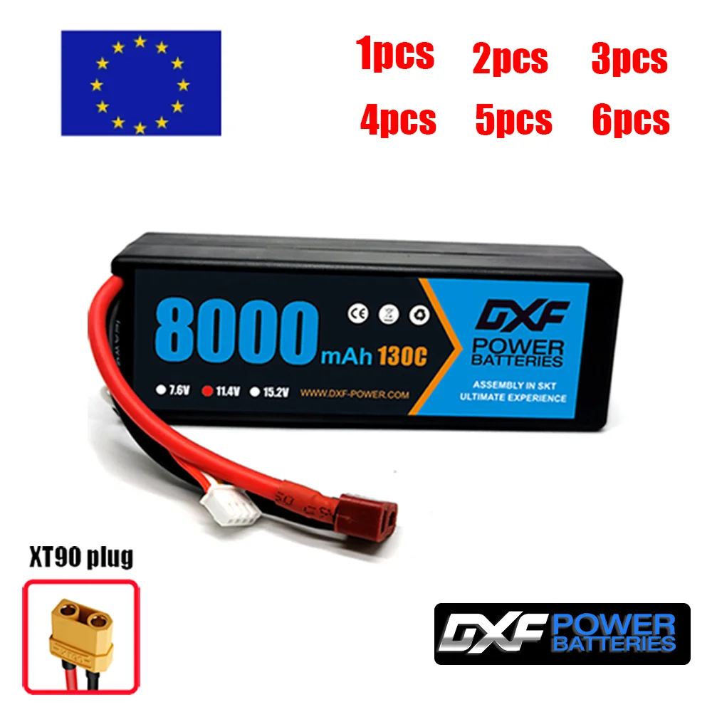 DXF 3S Lipo Battery 11.4V HV 8000mAh 130C with XT90 Plug Hardcase for 1/8 Buggy Truggy Offroad Car Boat Truck Airplane UAV RACIN