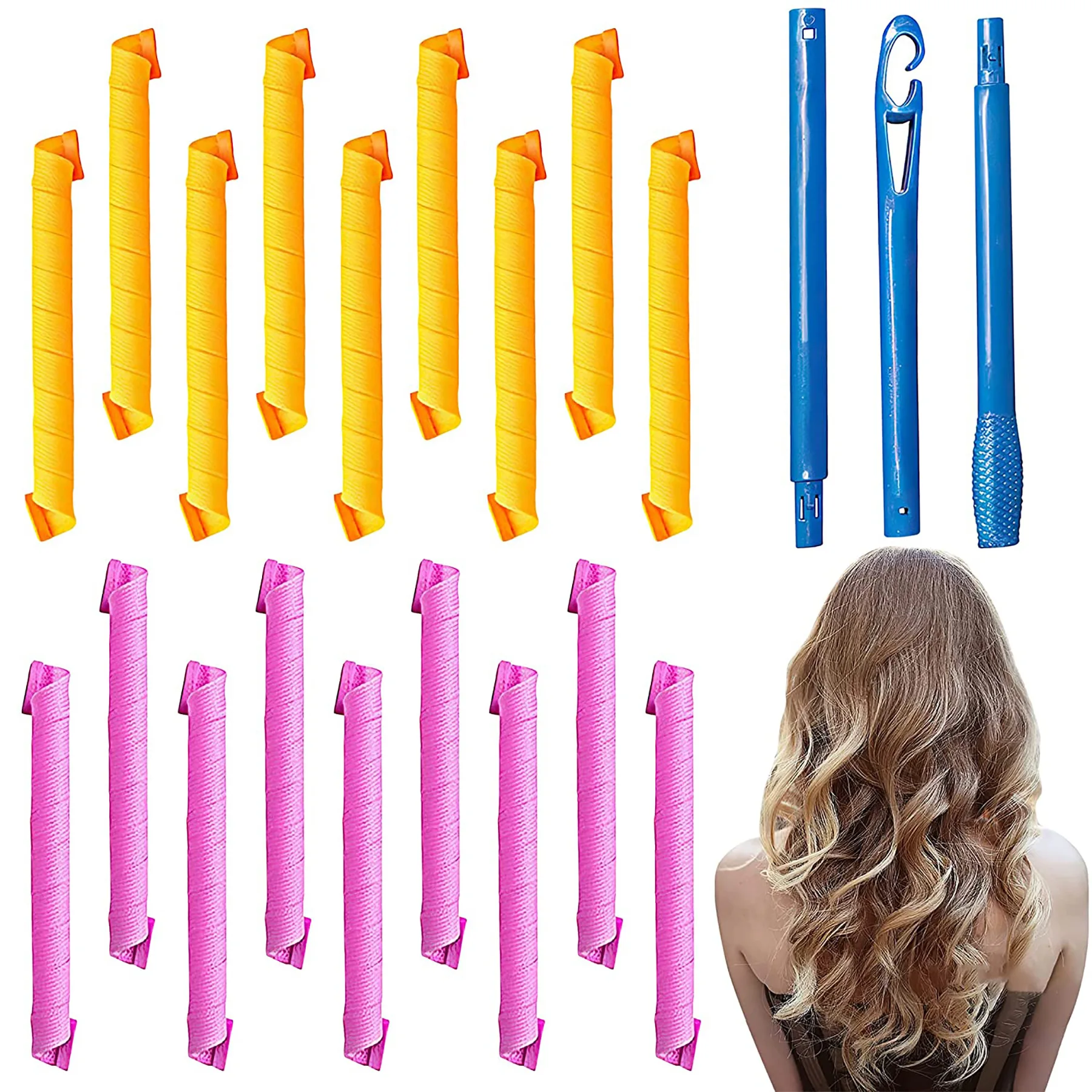 Hair Rollers (20/25/30/45/50cm) Snail Shape Not Waveform Spiral Round Curls Hair Curler Soft Hair Curler Magic Hair Rollers DIY