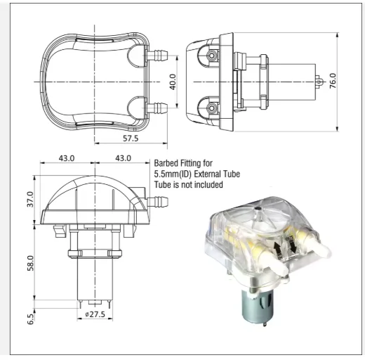 Peristaltic Pump with Replaceable Pump Head and phared BPT Peristaltic Tubing 500ml 800ml 1000ml/mim, 40psi