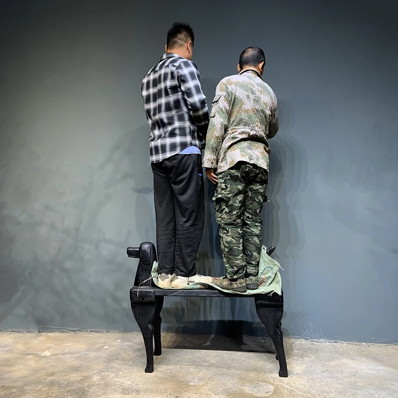 Dog head stool solid wood