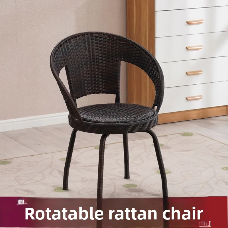 Swivel Rattan Chair Handmade Woven 360 Rotation Minimalist Lounge Chair for Indoor Living Room Bedroom Outdoor Patio Home Decor
