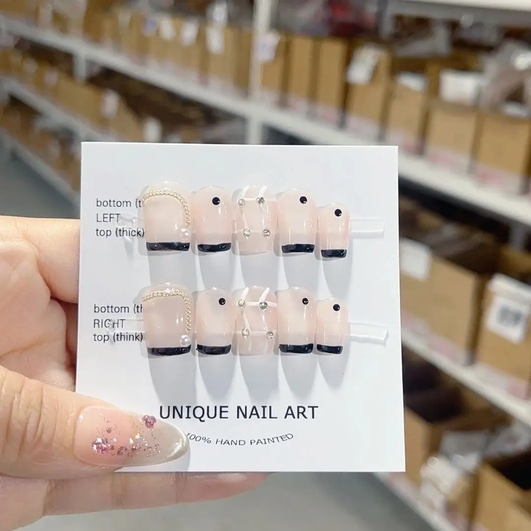 Emmabeauty Micro Franse ketting Lente en zomer Gel Afneembaar Herbruikbaar Hoogwaardige elegante witte handgemaakte pers op nagels.