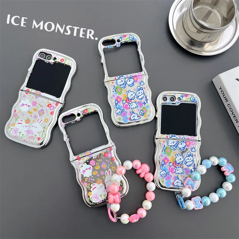 

Cute Graffiti Rabbit Phone Case for Samsung Galaxy Z Flip 6 5 4 3 Protective Back Cover for ZFlip4 ZFlip5 ZFlip6 Case Shell