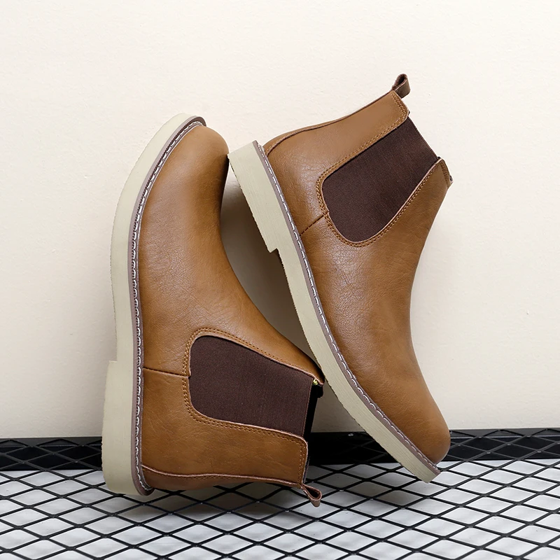 Men Plus Size New High Top Retro Casual Style Chelsea Boots Simple Comfortable Warm Lazy Boots