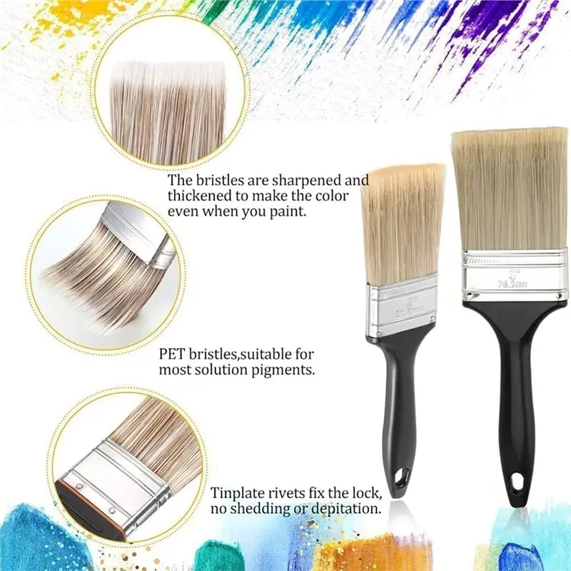 【هدية】للمجموعة الطلاء 6 قطع من فرشاة خلاط الخلفية وخلاط المروحة لطلاء إطار النافذة وفرشاة الفنان ذات الزوايا الضيقة
