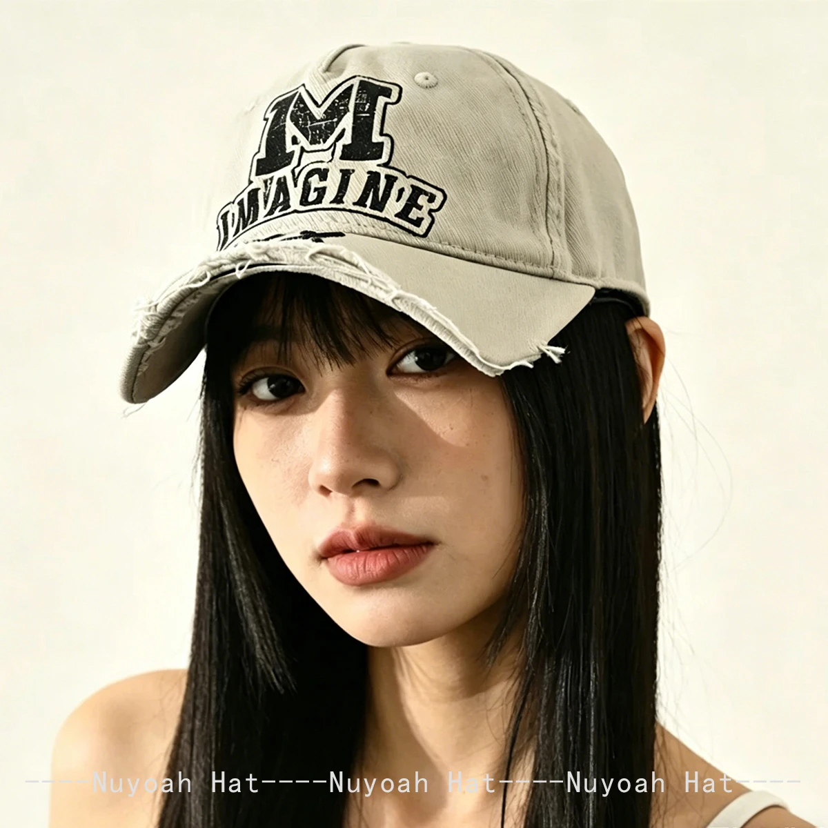 New Men Women Retro Broken Style Printed M Letters Baseball Hats Sunshade Broken Eave Versatile Street Peaked Caps Fashion Niche 4
