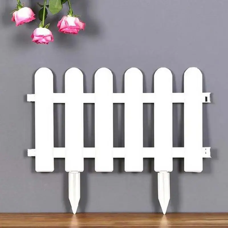 4PCS Garden Fencing Plastic White Fence Border Garden Landscape Edging Garden Border Edging Disassembled Garden Lawn Plant