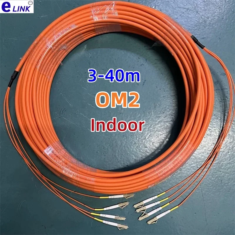 Patchcord de fibra interna 4 núcleos 5m 10m 20m 30m OM2 50/125um jumper empacotado LC-LC SC FC ST Multimodo remendo de fibra óptica chumbo 4C