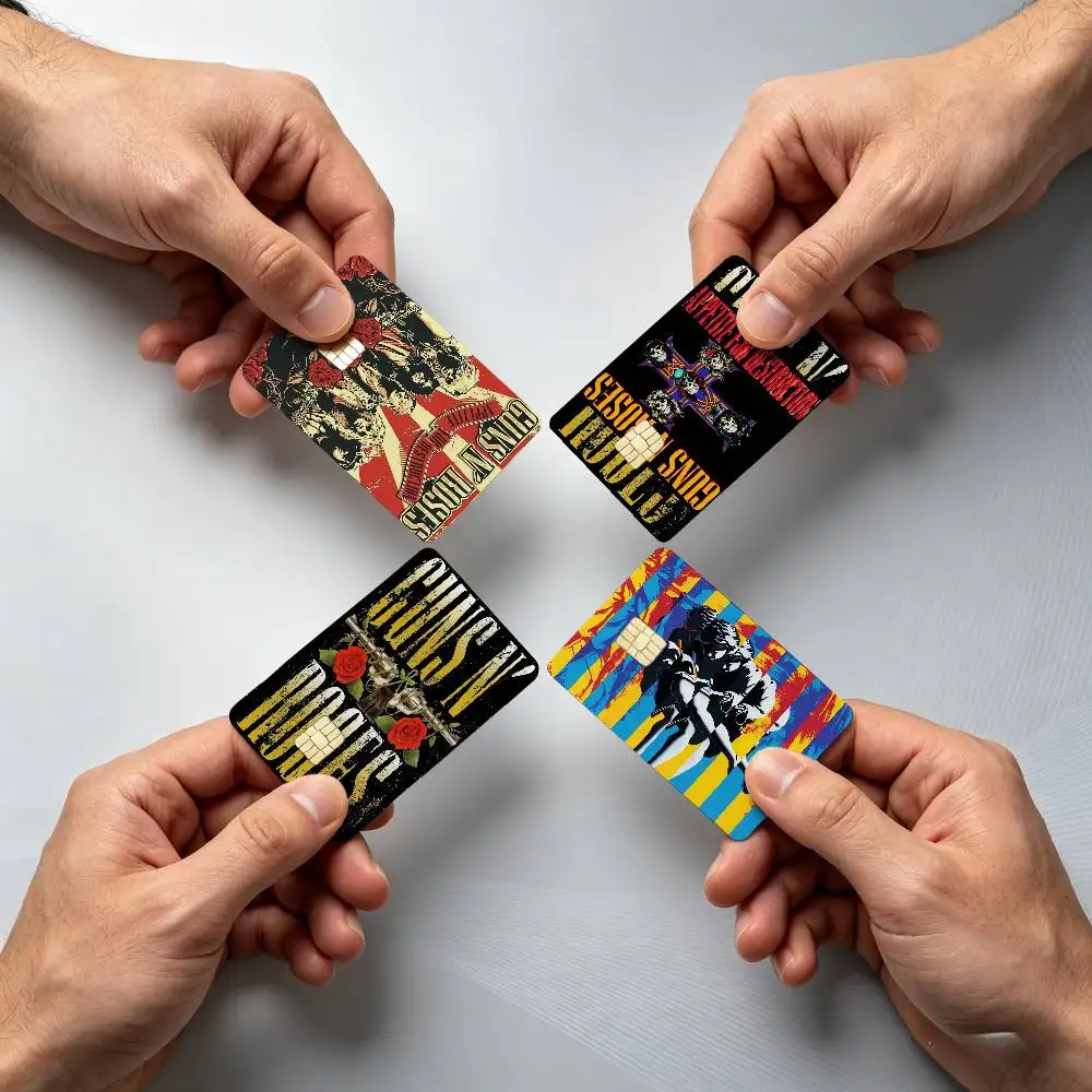 G-GUNS N R-ROSES HardRock Brand 4Pcs!Fade-Resistant, Wear-Resistant, Scratch-Resistant  Bank Card Sticker (Debit Card)