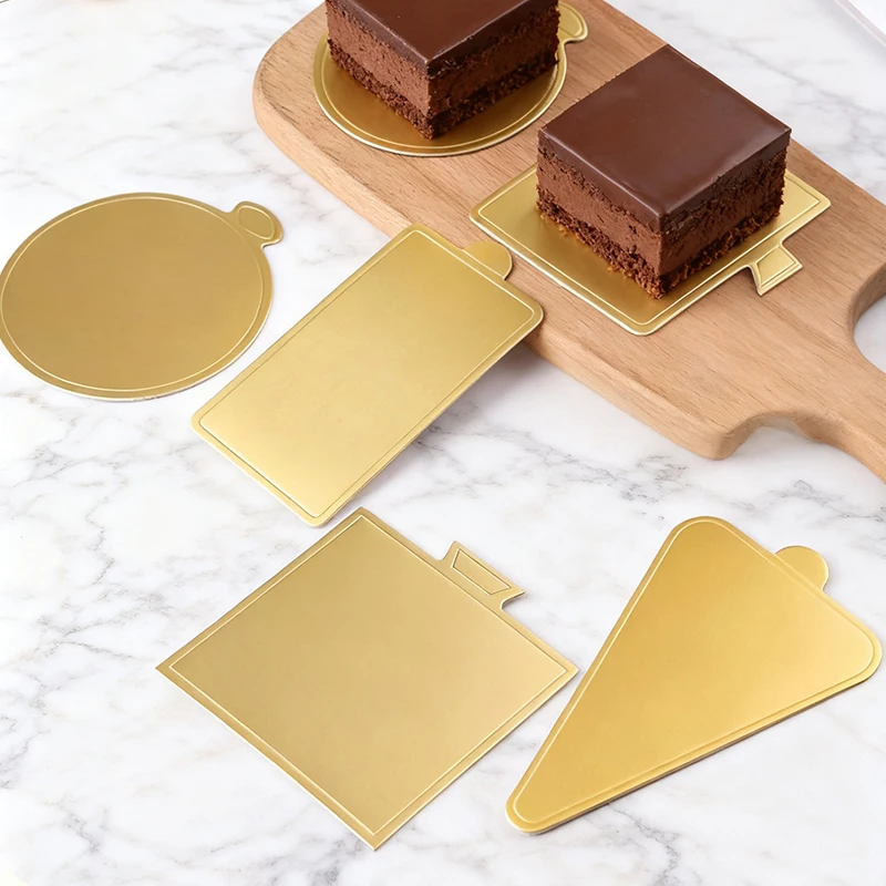 

100pcs Gold Mousse Cake Toca Mat Cake Tiramisu Cake Shims Bottom Tray Mousse Mat Cake Paper Tray Disposable Cake Tray