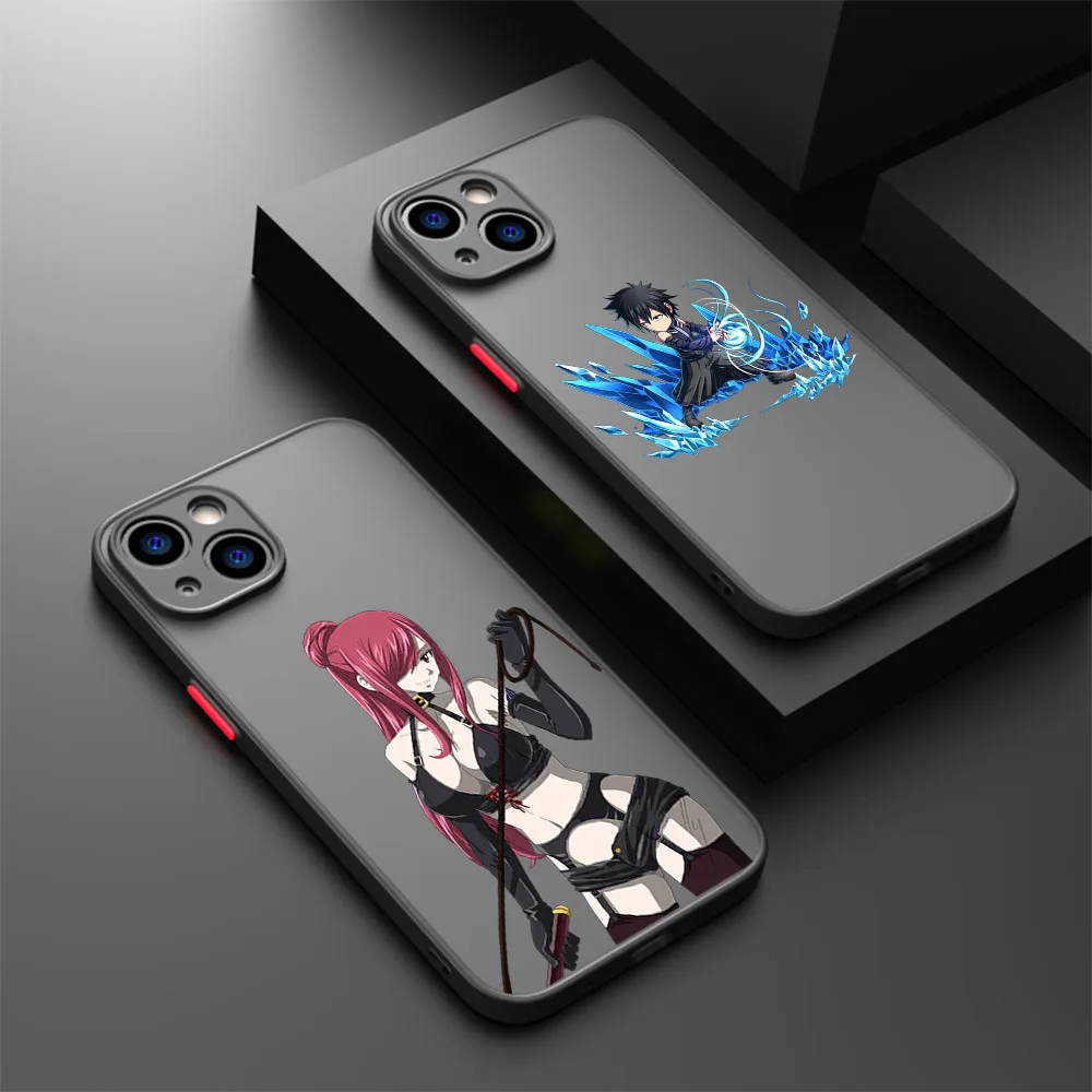 Phone Case For iphone 16 15 14 Pro Max 7 8 Plus 11 12 13 Mini XR XSMax 16Pro Fairy Tail Erza-Scarlet Matte Translucent Cover image 4