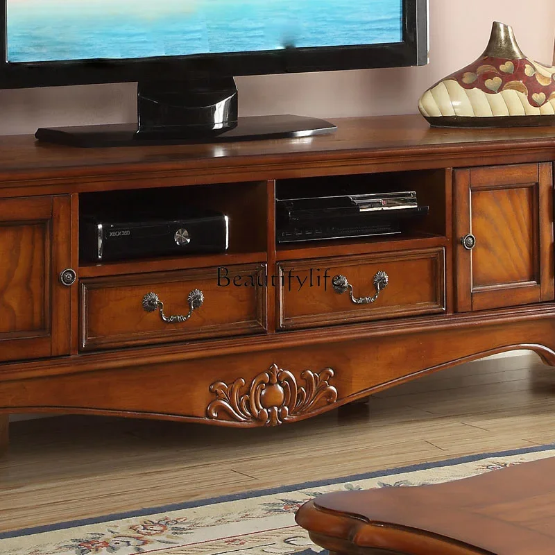 

yj5 American Solid Wood TV Cabinet European High-Grade Living Room Storage Cabinet