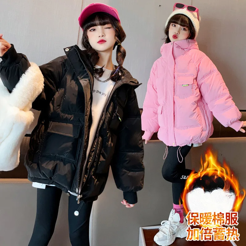 Girls' winter coat 2024 new foreign style cotton-padded jacket for children CuHK children winter short down  coat tide