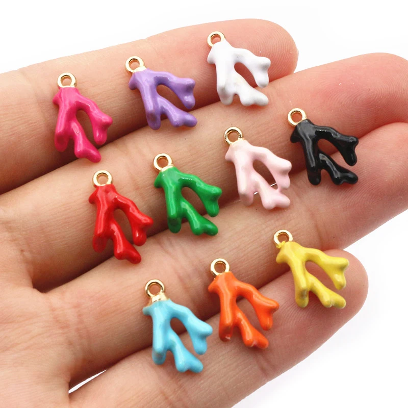 20 pçs 16x10x5mm 3D esmalte coral pingente liga de metal faça você mesmo jóias acessórios para pulseira brincos colar