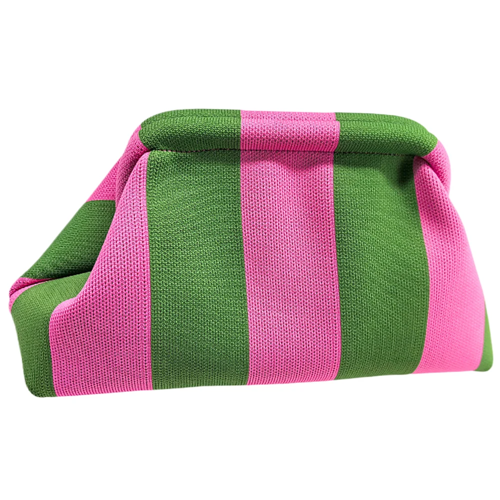 Women Knitted Clutch Purse Contrast Color Knit Stripe Purse Cute Cloud Casual Colorblock Bag Fashion Leisure Shopping Bag