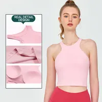 Chaleco deportivo transpirable de secado rápido, sujetador de Yoga de tela amigable con la piel, cuello redondo, espalda cruzada a prueba de golpes