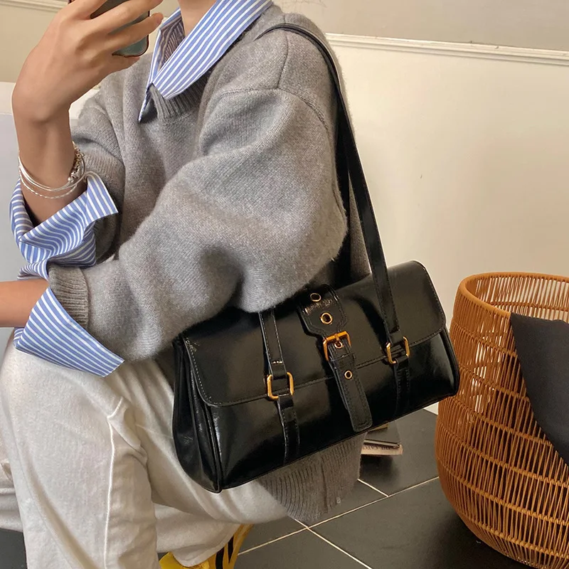 

Женская сумка через плечо кофейного цвета A/W 2022, большая вместительная многосторонняя сумка через плечо, винтажная шикарная рабочая сумка