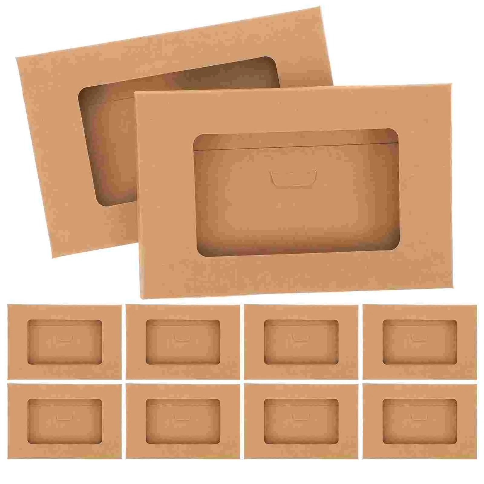 

10 Pcs Window Envelope Box Paper Boxes Wrapping Postcards Bags Container Storage Kraft Case