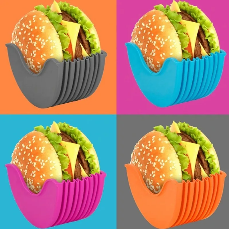 Sandwich Hamburger Silicone Rack Holder Household Washable Kitchen Convenient Part Contact-free Burger Food Fixed Clip Shell New