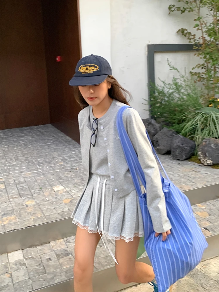 

Корейский свитшот с круглым вырезом и капюшоном, имитация двухслойного комплекта, кардиган с эффектом перекидывания через плечо, милый стиль для студенток колледжей