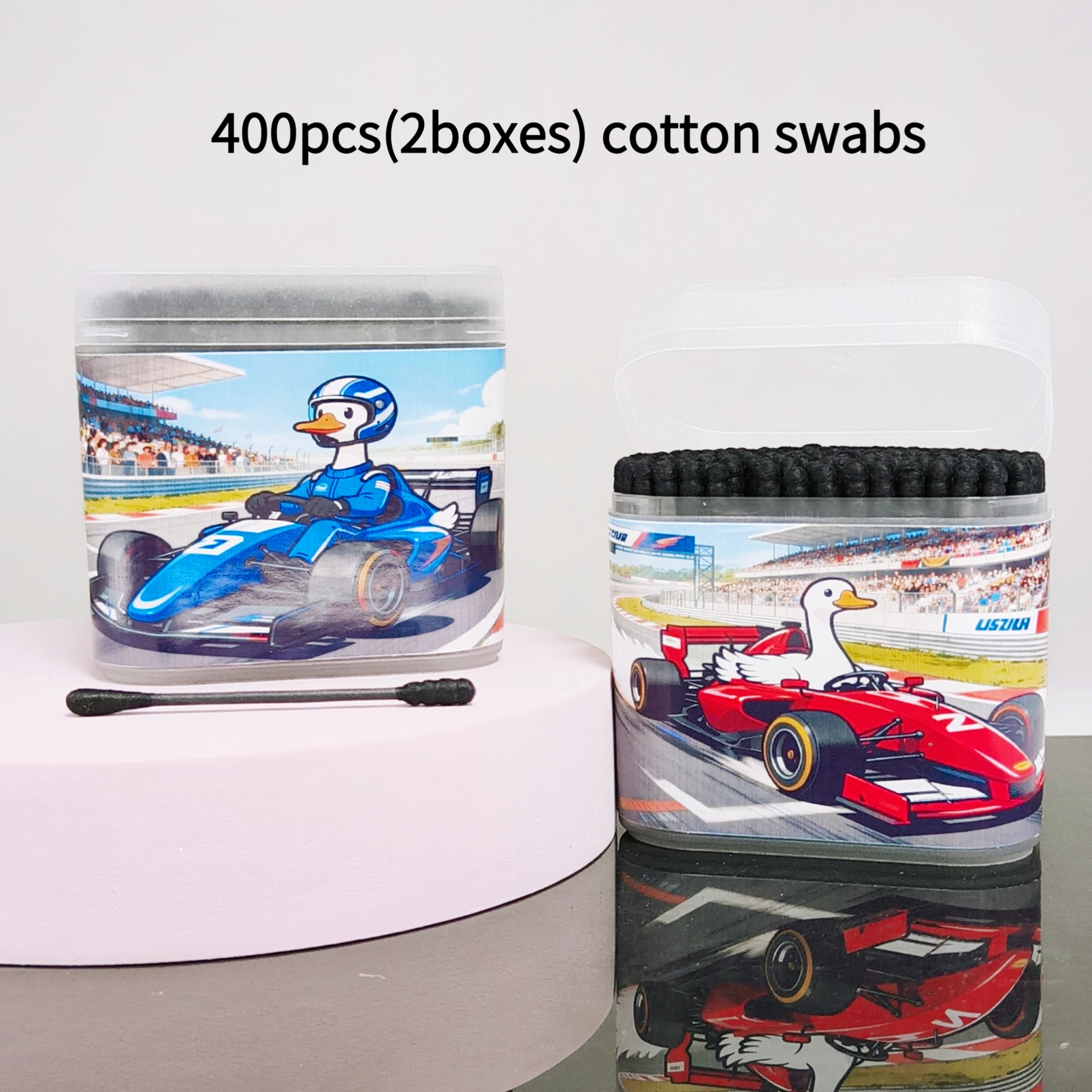 400PCS(2박스) 레이싱 구스 패턴 면봉 일상용품 블랙 양면 면봉