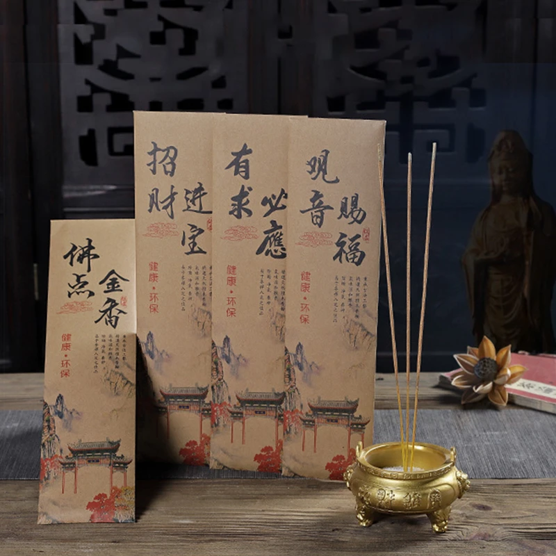 Natural Laoshan Sandalwood Smokeless Bamboo Stick Incense Home Buddhist Hall Incense Sticks Temple Meditation Creative Package