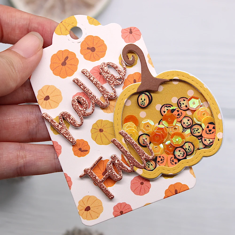 KSCRAFT Fall Pumpkin Shaker Tag Metal Cutting Dies Stencils for DIY Scrapbooking Decorative Embossing DIY Paper Cards