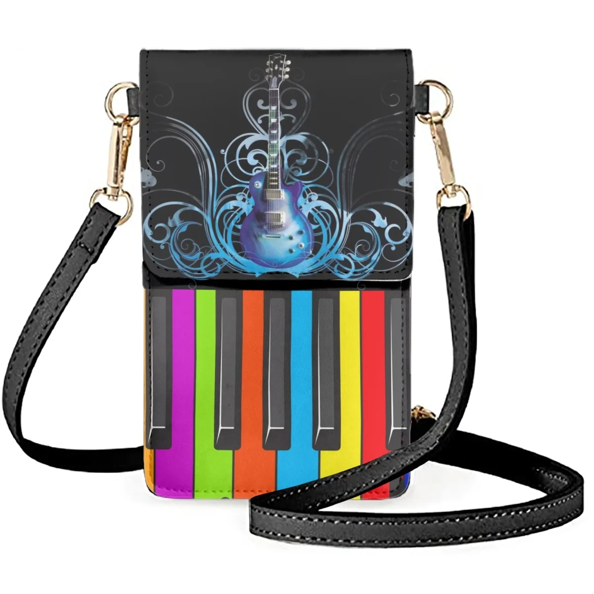 

Color Piano Key Mobile Phone Bag Leather Multi-pocket Musical Instrument Guitar Design Shoulder Bags Ladies Niche Phones Bag