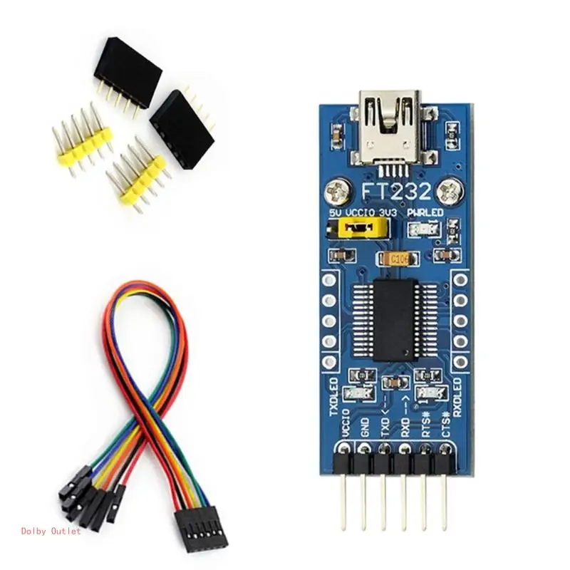 

FT232 Модуль преобразования последовательного порта USB в UART, модуль изоляции сигнала 5 В 3,3 В для разработки электроники и