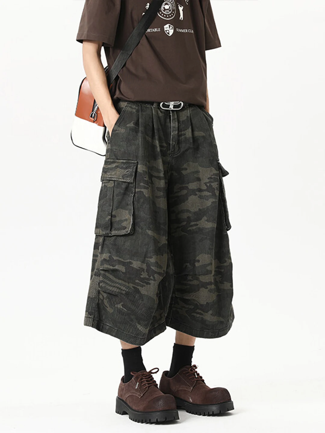 

American Retro Camouflage Seven-Foot Pants Men's Summer Loose Wide Leg Paratrooper Workwear Thin Small Eight-Foot Pants