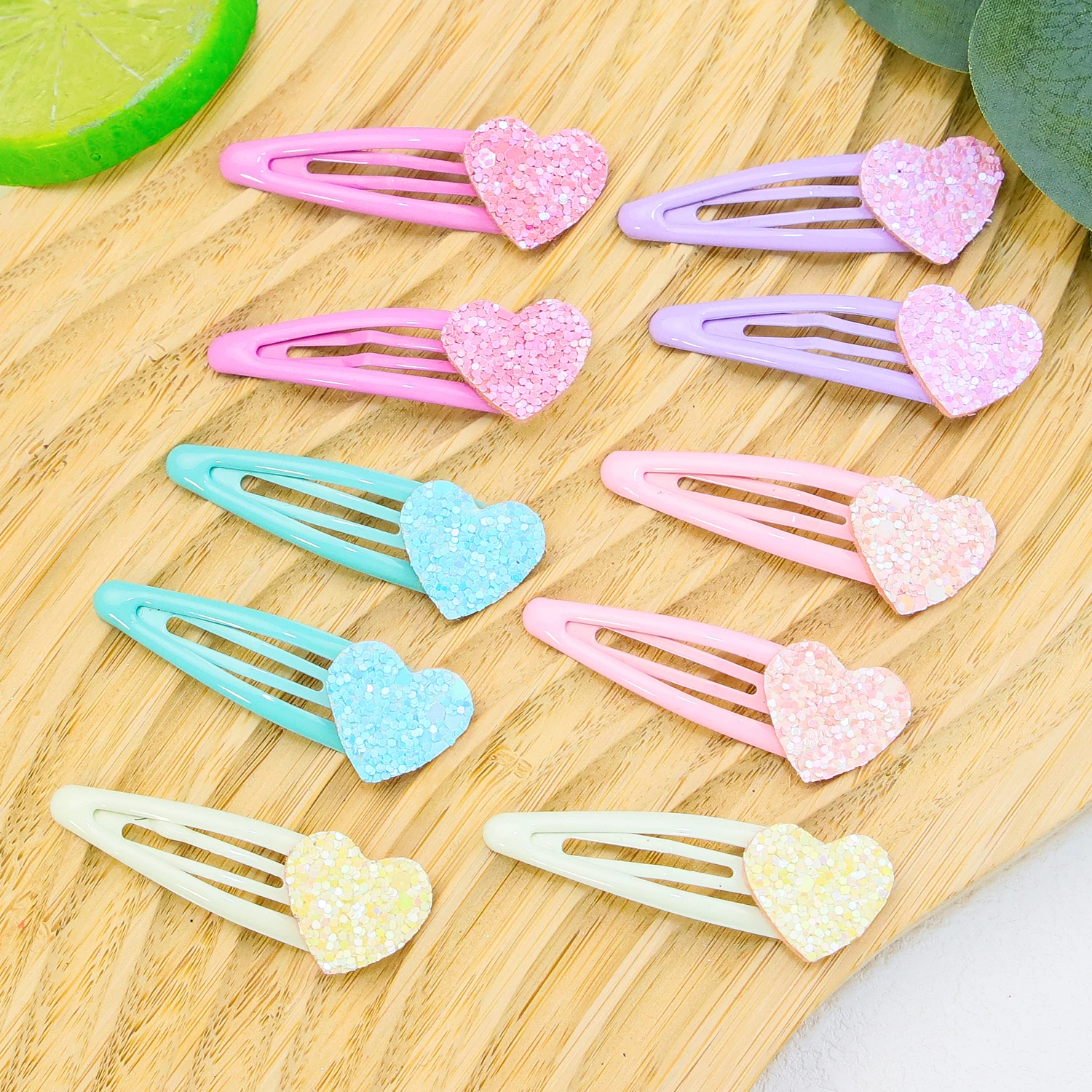 10pcs Sparkly Heart Hair Clips Girls Alloy Hairpins Glitter Heart Shaped Hair Barrettes Clips Kids Headwear Hair Accessories