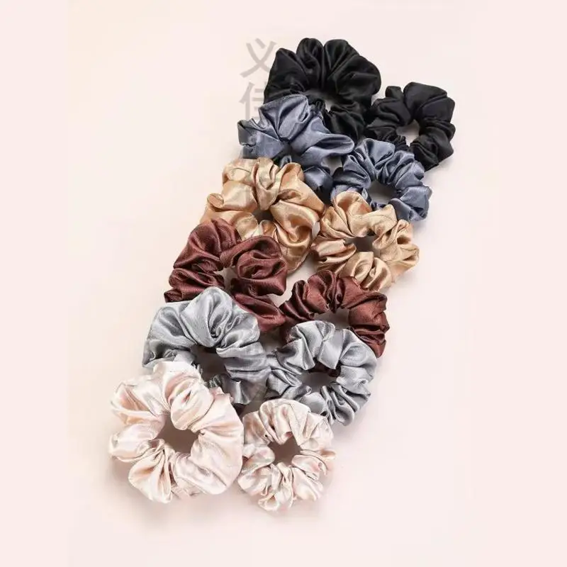 

12Pcs Soft Simple Solid Color Hair Ties Korean Style Satin Scrunchie Suitable For Wearing In All Settings Hair Accessories