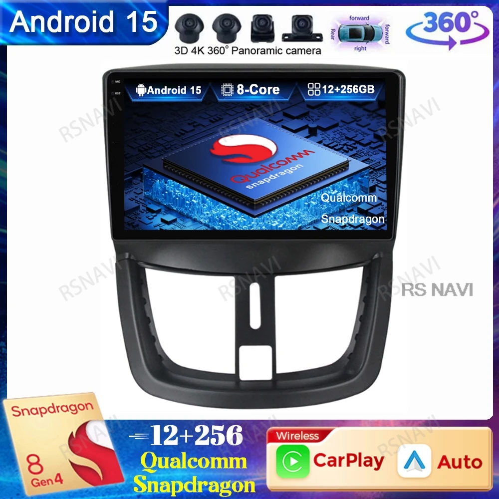 

Android 15 Car Radio For Peugeot 207 CC 207CC 2006-2015 5G WIFI Multimedia GPS Viedo Player QLED Qualcomm Wireless Carplay Auto