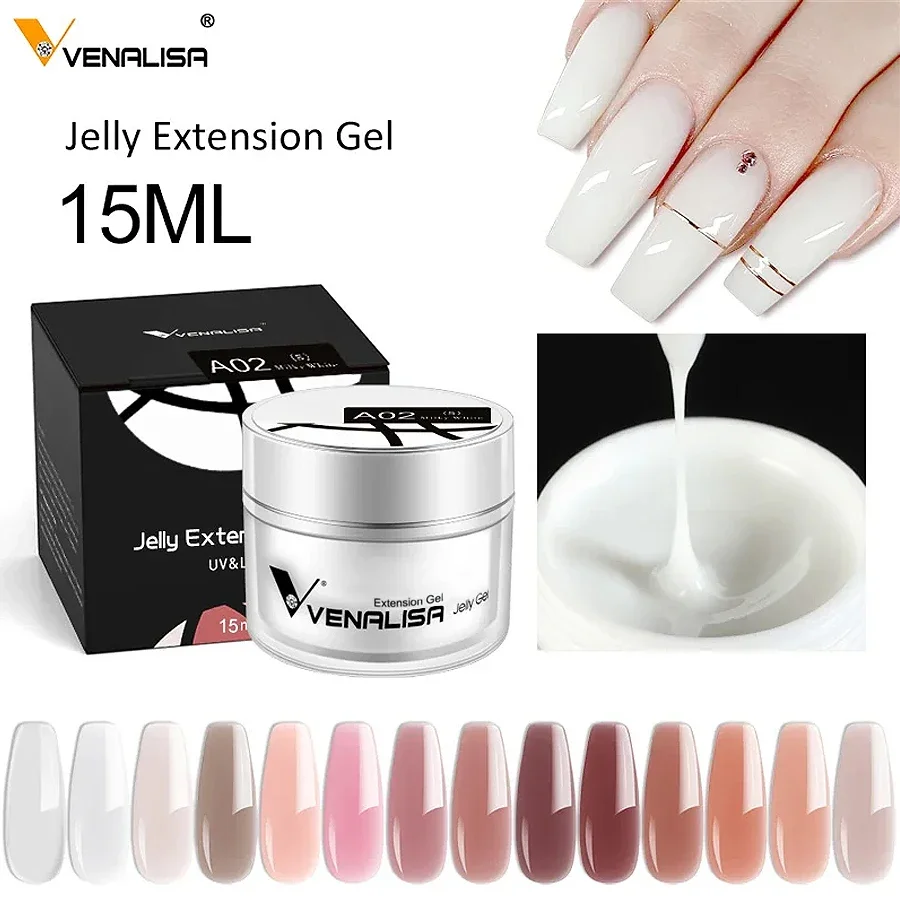 15ml Venalisa Hard Jelly Nail Extend Gel for French Nail Art DIY Clear Natural Camouflage Color Fibreglass Extension