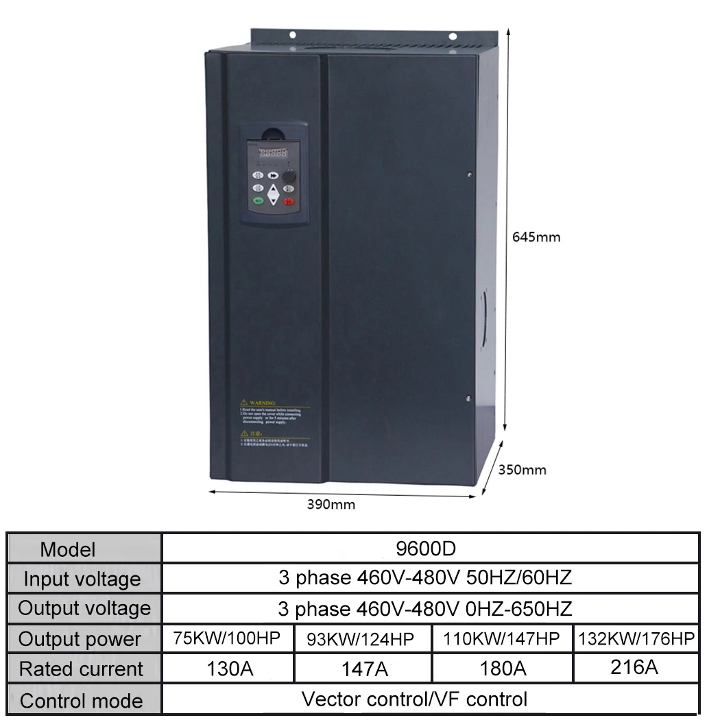 VFD 460V-480V 75/93/110/132KW Economical Variable Frequency Drive Converter Changer Variator for Motor Speed Control Inverte