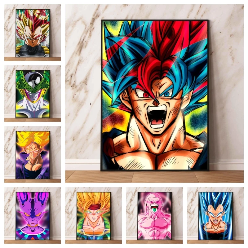 

Dragon Ball Goku Hot Anime Poster Modular Prints Hanging Gift Art Modern Living Room Wall Decoration Christmas Gifts Comics