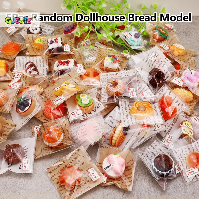 5Pcs 1/12 Dollhouse Simulation Individual Packaged Cake Bread Biscuit Miniature Food Dessert Model DecorDolls House Accessories