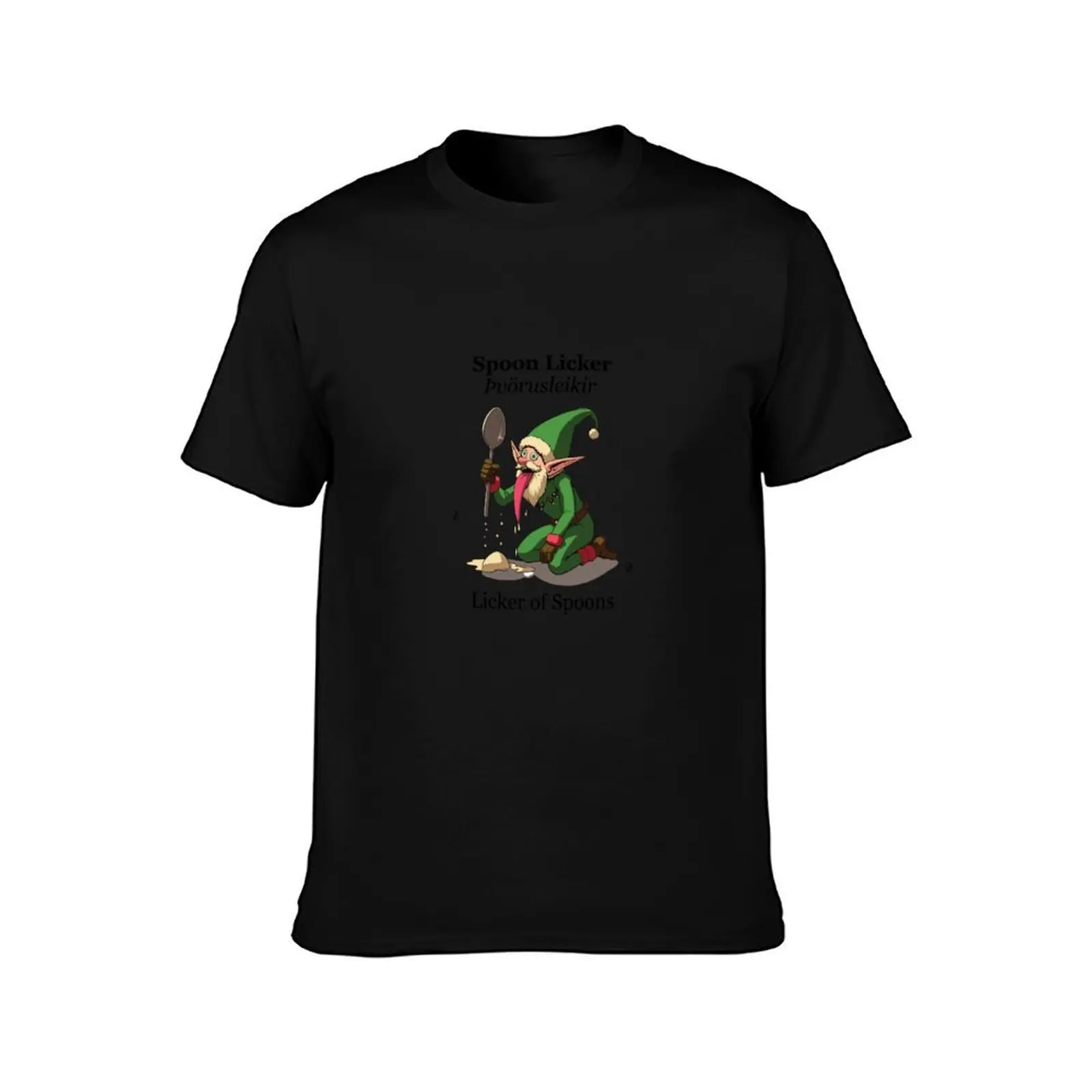 The Yule Lads: Spoon Licker (Tv?rusleikir) T-Shirt, Summer Casual Cotton Tee, Oversized Streetwear Tops, Vintage Graphic Print