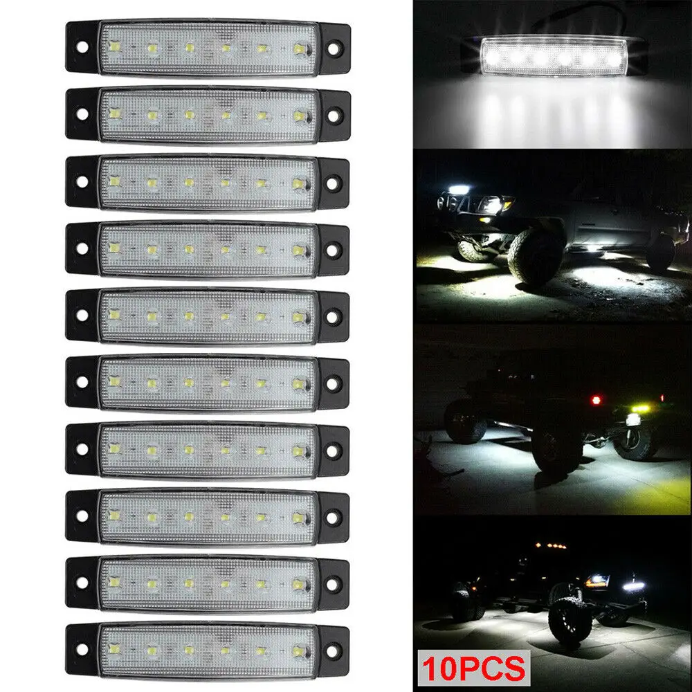 

10PCS White Marine Boats LED Cabin Courtesy Lights Deck Stair Stern Transom Light ABS Plastic Case 6 LED Rock Light