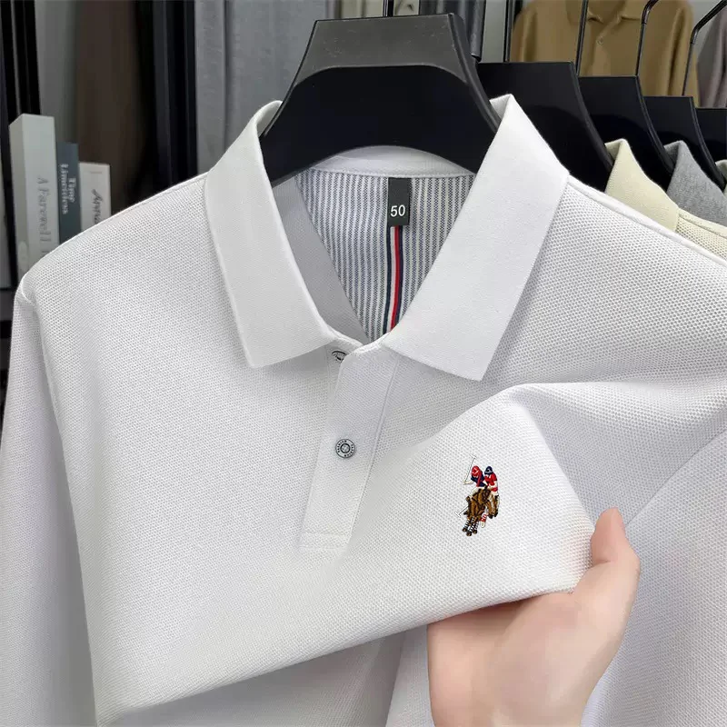 

Men's exquisite embroidered polo shirt long sleeved brand spring and autumn new T-shirt 100% cotton casual comfortable loose top