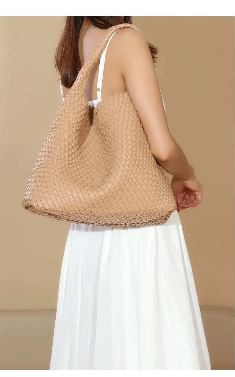 Chic Large Capacity Weave Tote Bag Soft Leather Intrecciato Handbag Shoulder Bags for Women's Fashion Work Travel Daily Outings