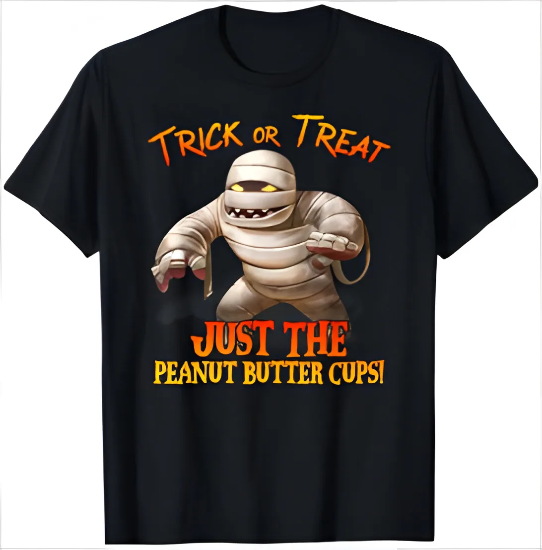 

Trick or Treat Just The Peanut Butter Cups Halloween Mummy T-Shirt