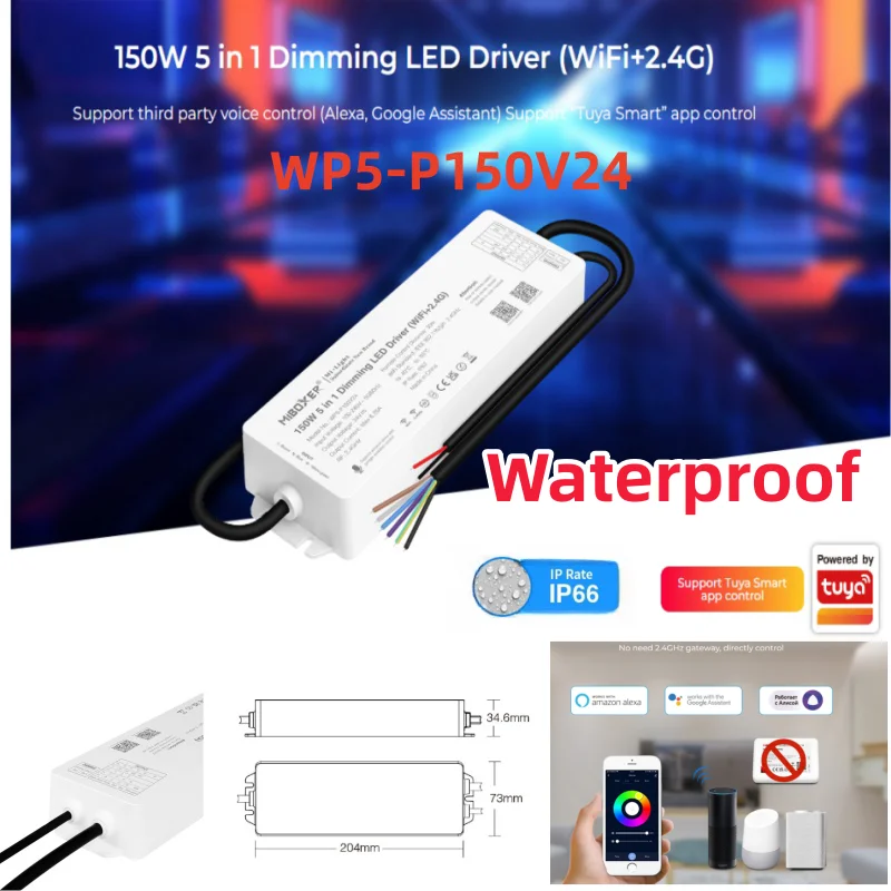 miboxer dimming led controlador driver unica cor cct rgb rgbw rgb mais cct fita led 24g wifi em ac 100v240v 24v 150w 01