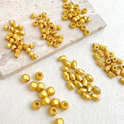 20 Pieces Brass Plated Matte Gold Frosted Straight Hole Spacer Beads DIY Jewelry Charm Making Bracelet Necklace Accessories